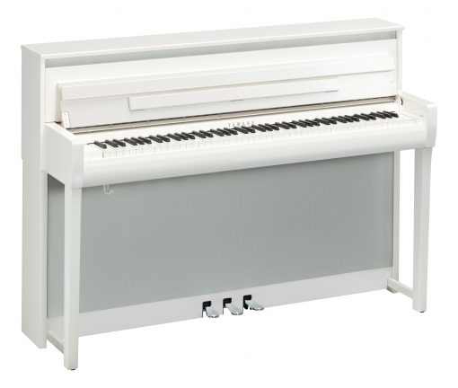 Polished White Yamaha Clavinova CLP-785 Angled View