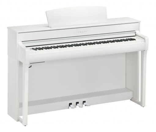 White Yamaha Clavinova CLP-745 at an angle