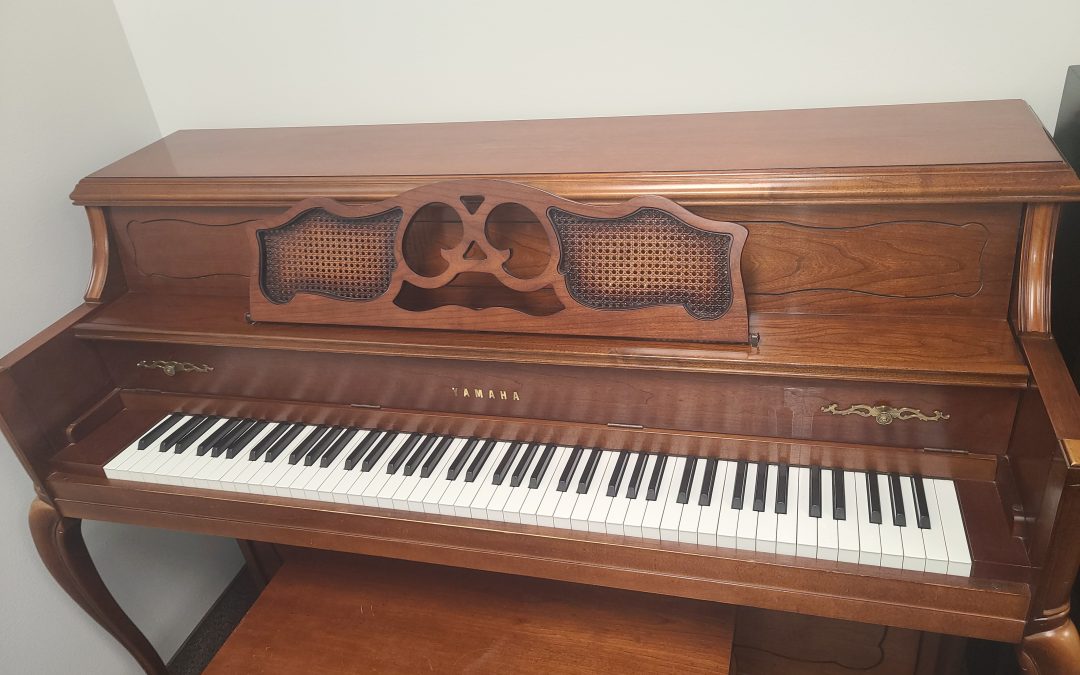 Beautiful Used Yamaha French Provincial Cherry M405 Studio Piano- Orem Store