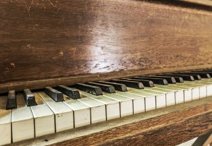 Closeup of free piano keys