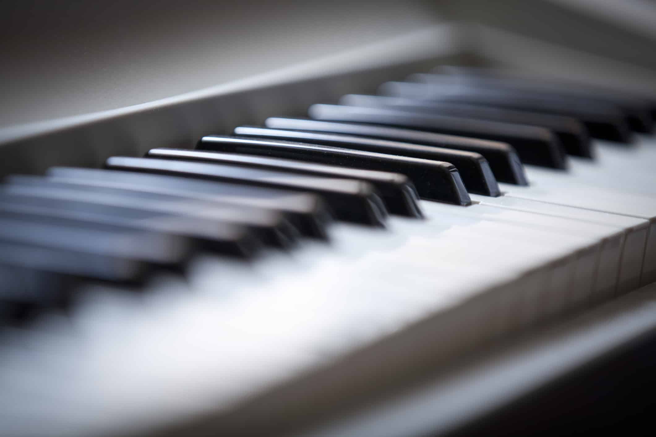 Closeup of clean Yamaha Clavinova keyboard