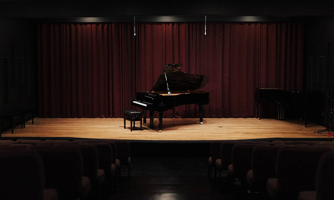 Orem Utah Recital Hall Stage with Concert Grand Piano at Center for Performances