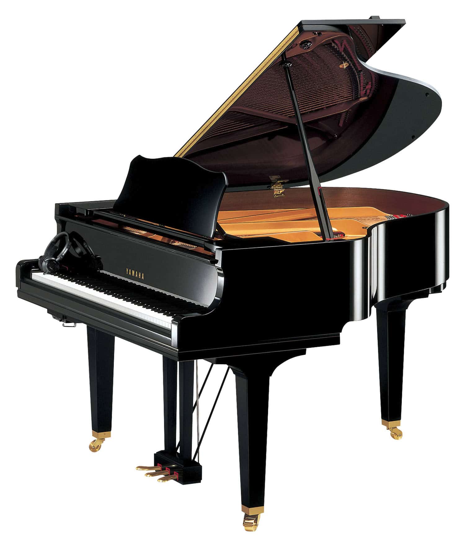 Yamaha GC1 Baby Grand Piano at angle with lid open